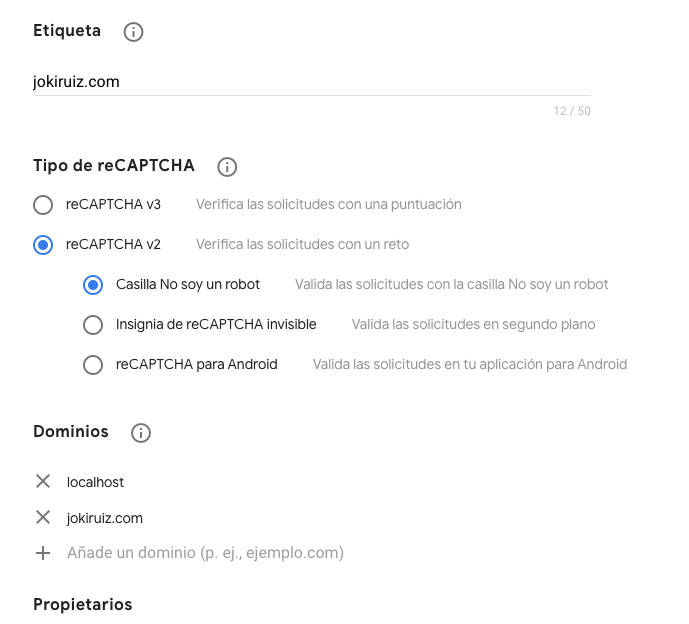 How to integrate Google reCaptcha in VueJS forms - Creating Google reCaptcha