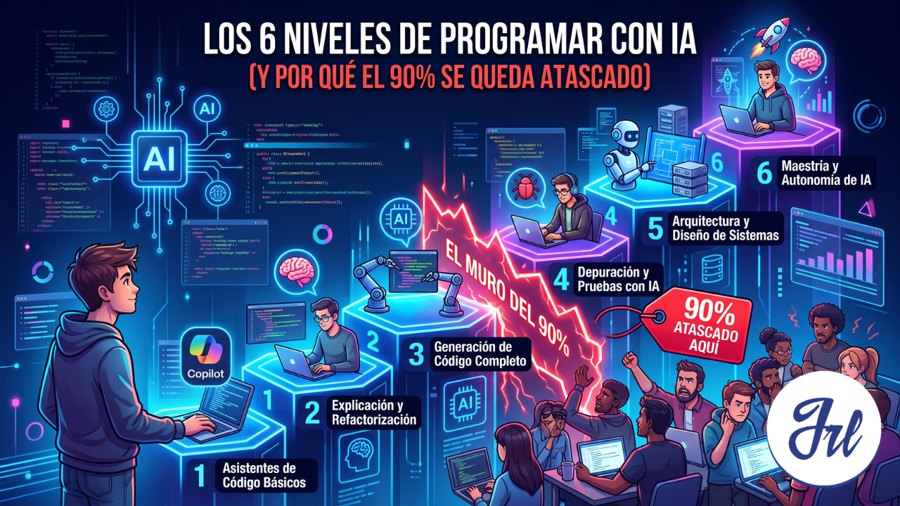 Los 6 niveles de programar con IA (y por qué el 90% se queda atascado)